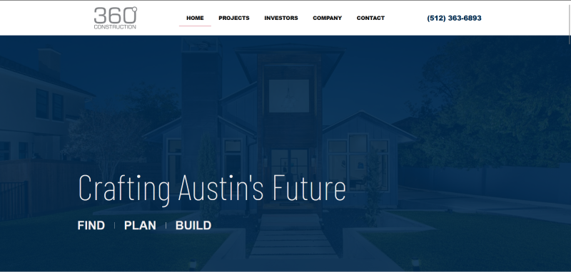 360 Degree Construction website developed by Kwalsys