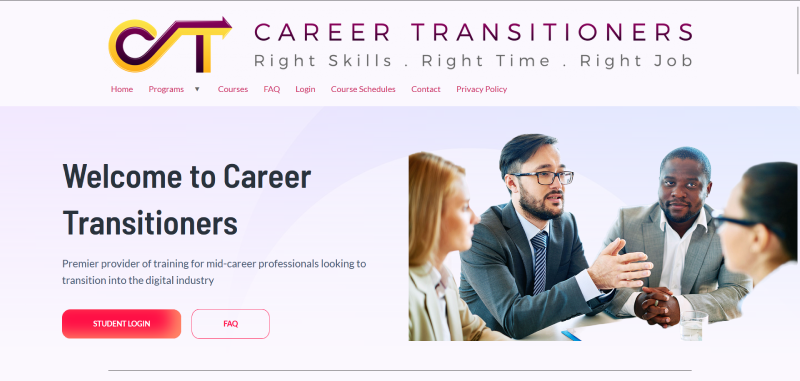 Career Transitioners coaching website developed by Kwalsys