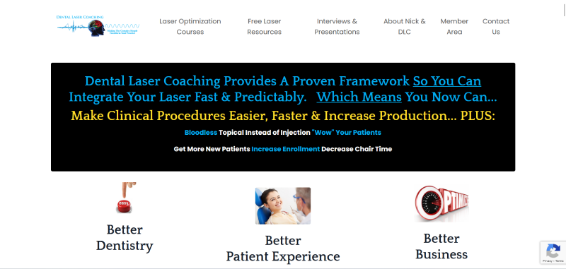 Dental Laser Coaching website developed by Kwalsys