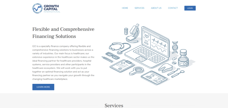 Growth Capital International finance website developed by Kwalsys