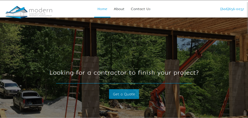 Modern Construction and Property Management website developed by Kwalsys