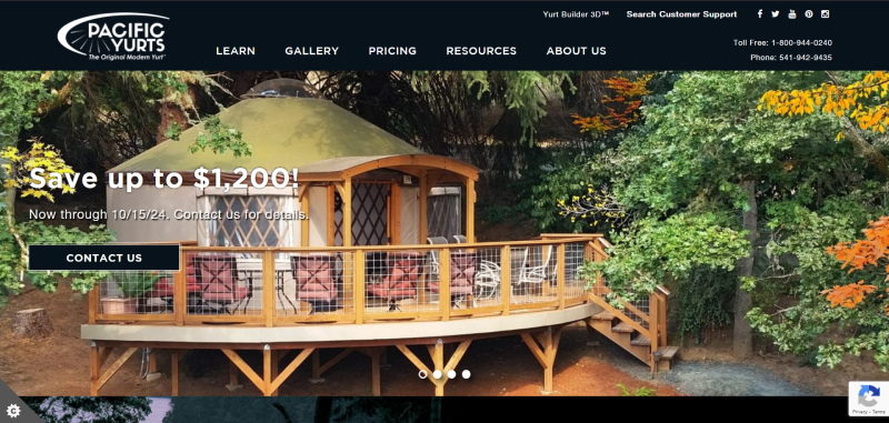 Pacific Yurts website developed by Kwalsys