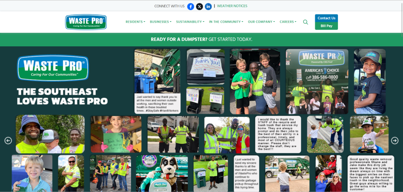 Waste Pro corporate website developed by Kwalsys